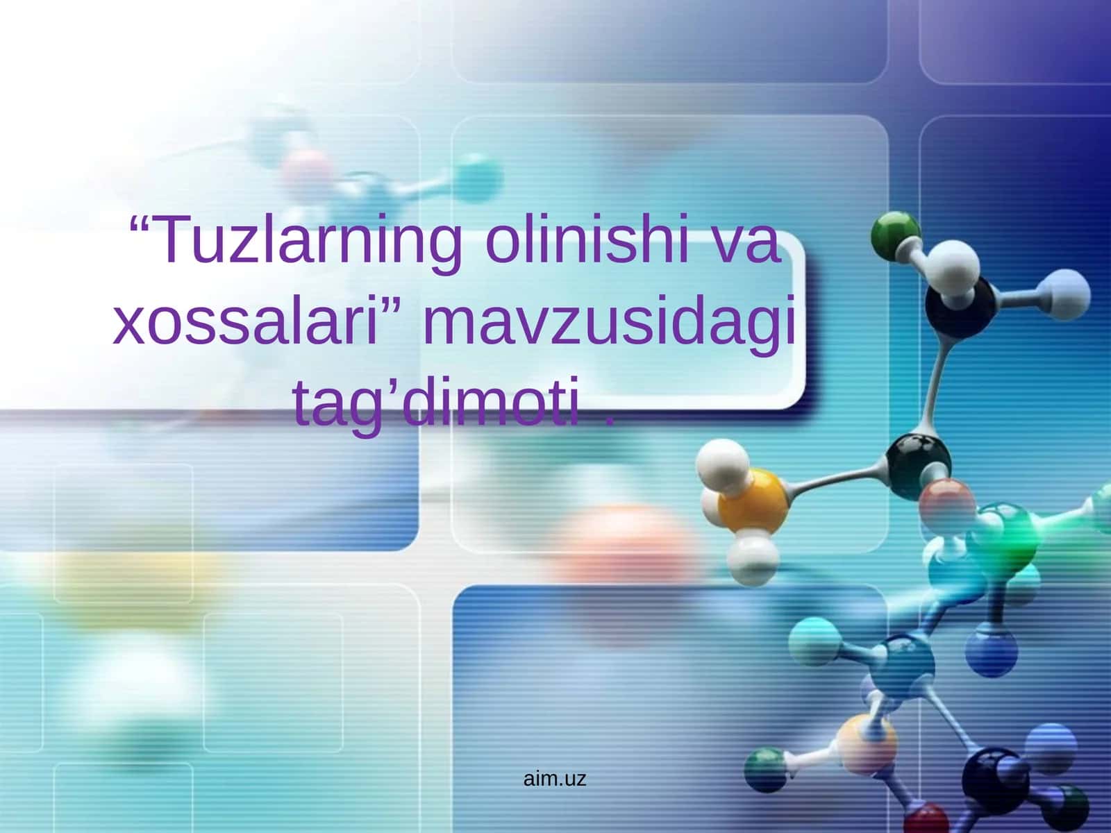 Tuzlarning olinishi va xossalari 1