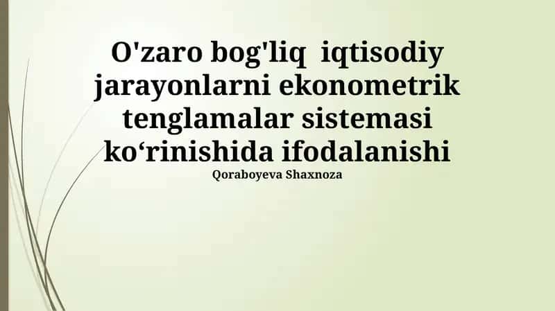 Ekonometrik tenglamalar tizimi 1