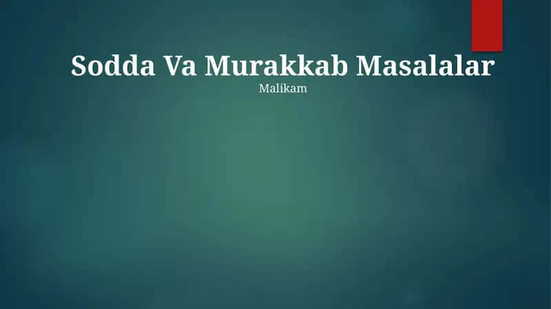 Sodda Va Murakkab Masalalar 1