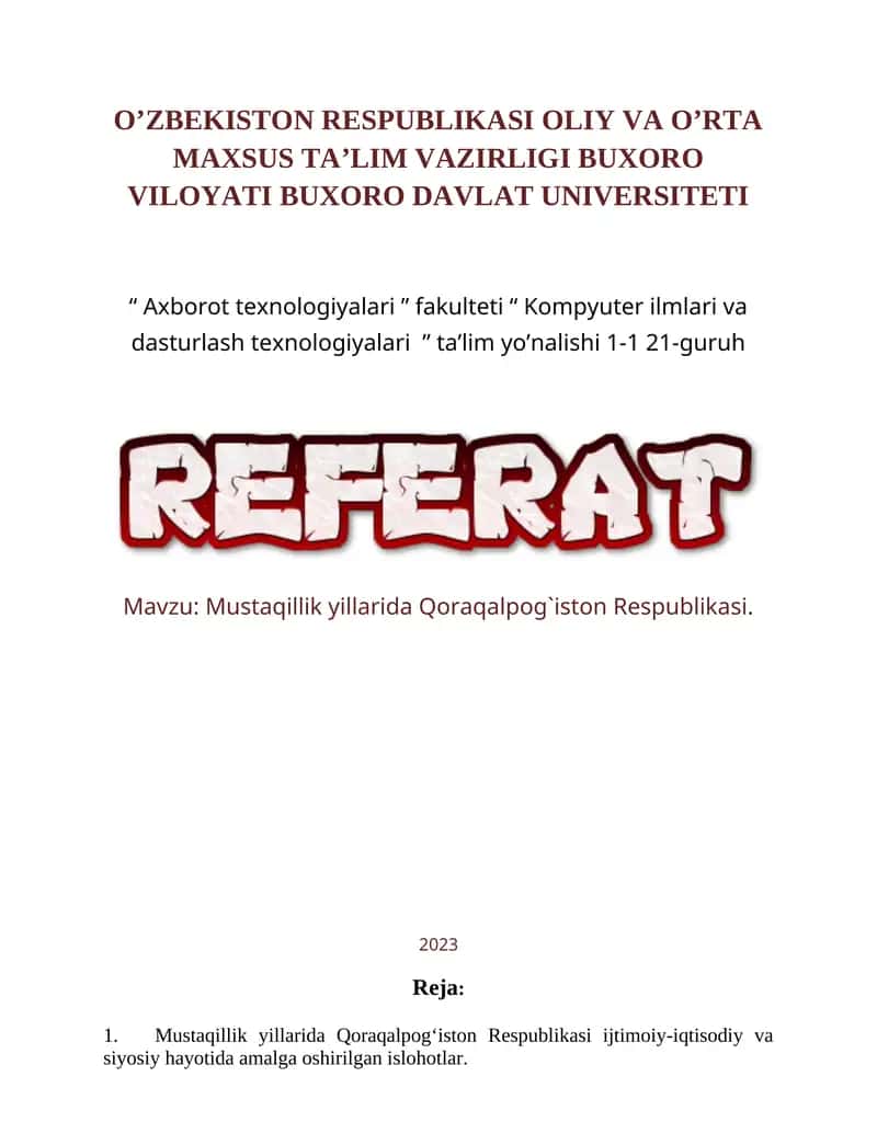 Mustaqillik yillarida Qoraqalpog`iston Respublikasi 1
