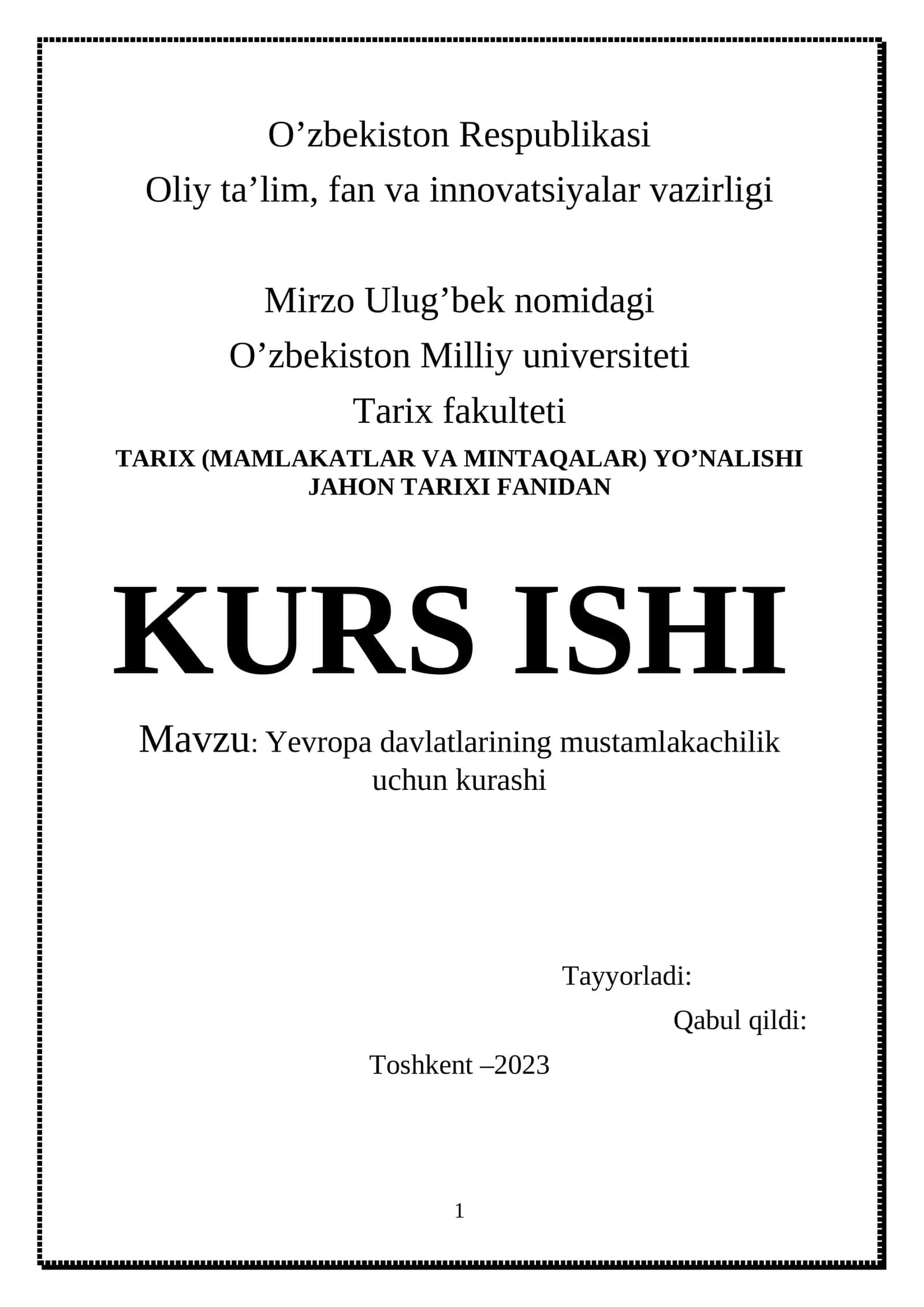 Yevropa davlatlarining mustamlakachilik uchun kurashi (XVIII-asr) 1