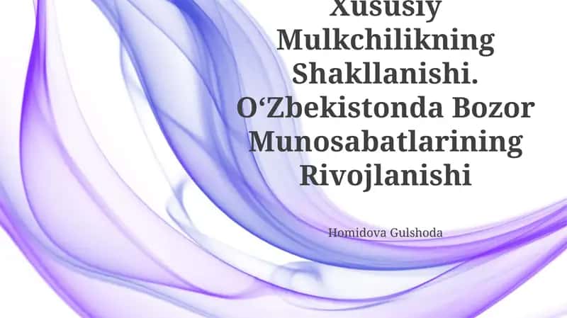 Iqtisodiy Islohotlar, Xususiy Mulkchilikning Shakllanishi 1