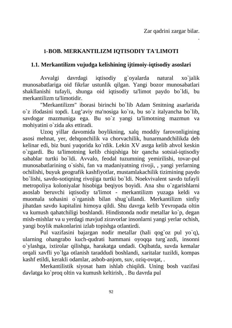 MERKANTILIZM IQTISODIY TA'LIMOTI 1