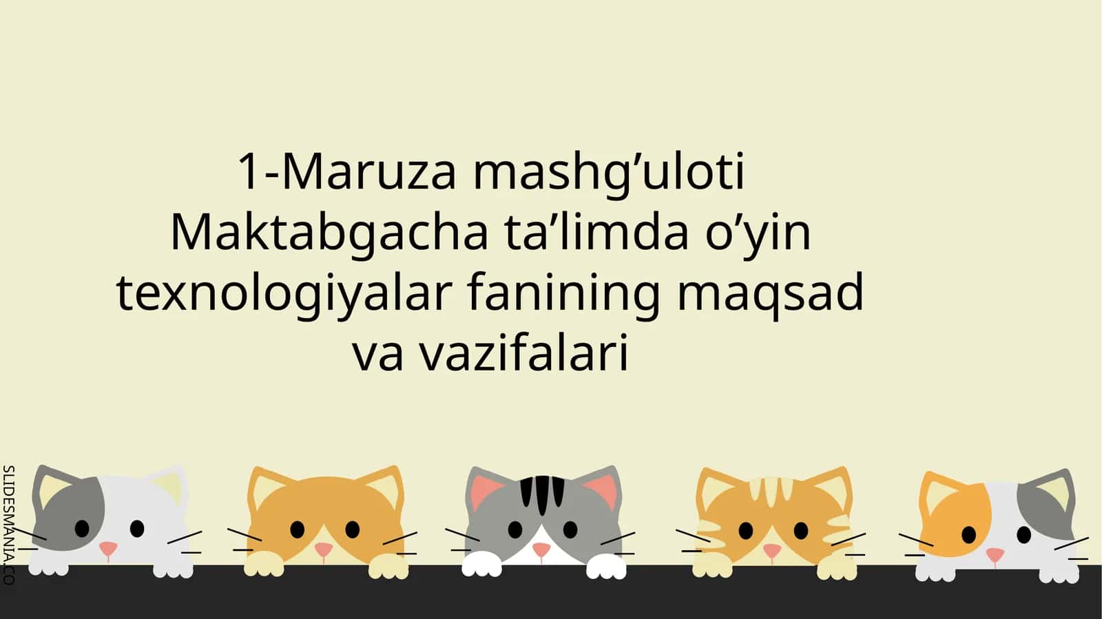 1-Maruza mashg’uloti Maktabgacha ta’limda o’yin texnologiyalar fanining maqsad va vazifalari 1