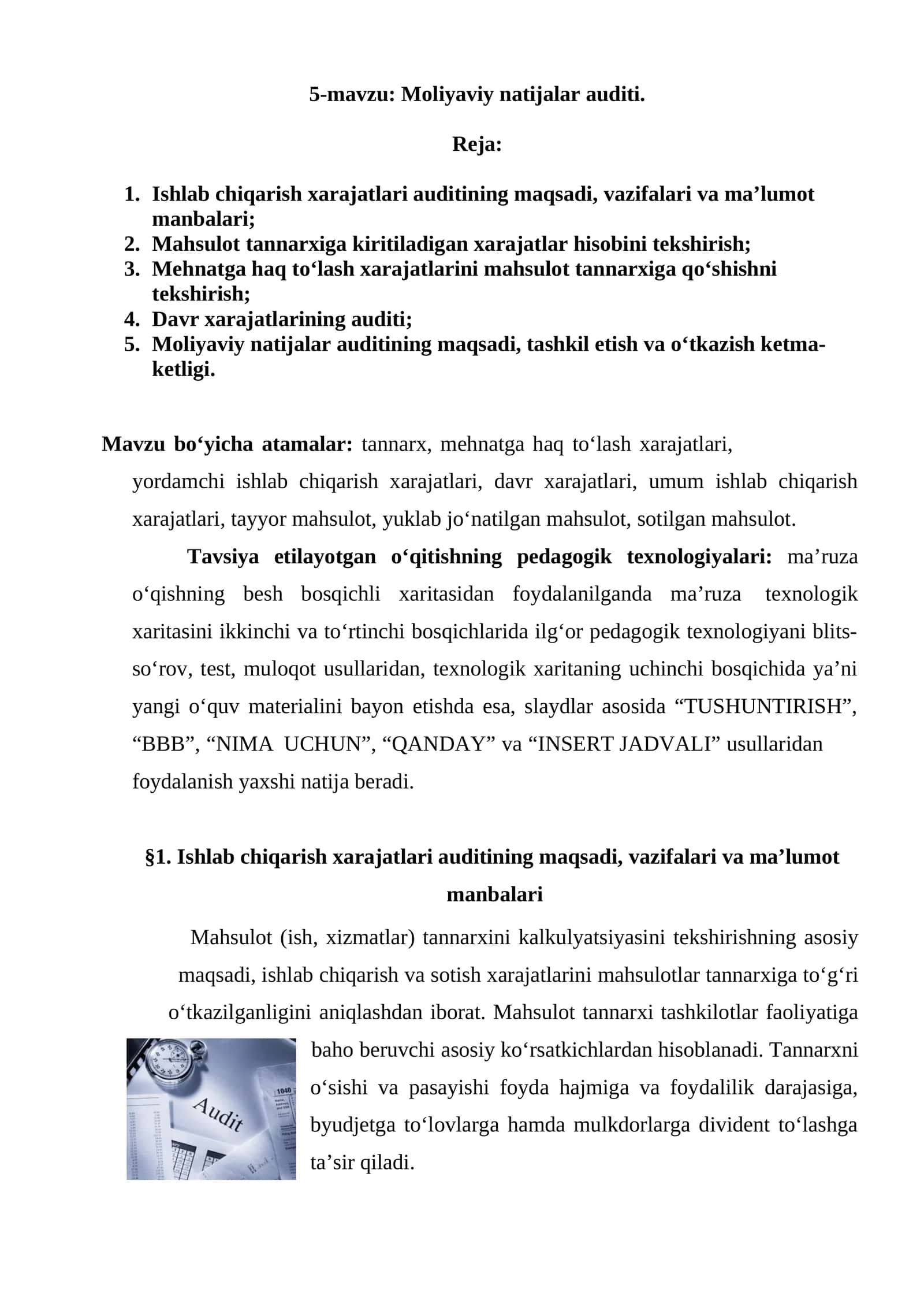 Moliyaviy natijalar auditi 1