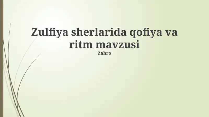 Zulfiya sherlarida qofiya va ritm mavzusi 1