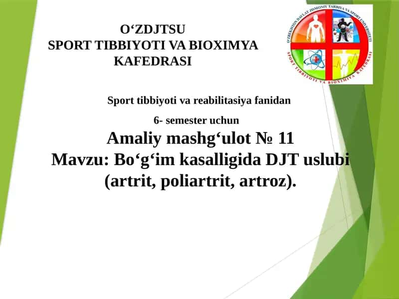 O‘zDJT SUSport tibbiyotiva bioximya kafedrasi 1