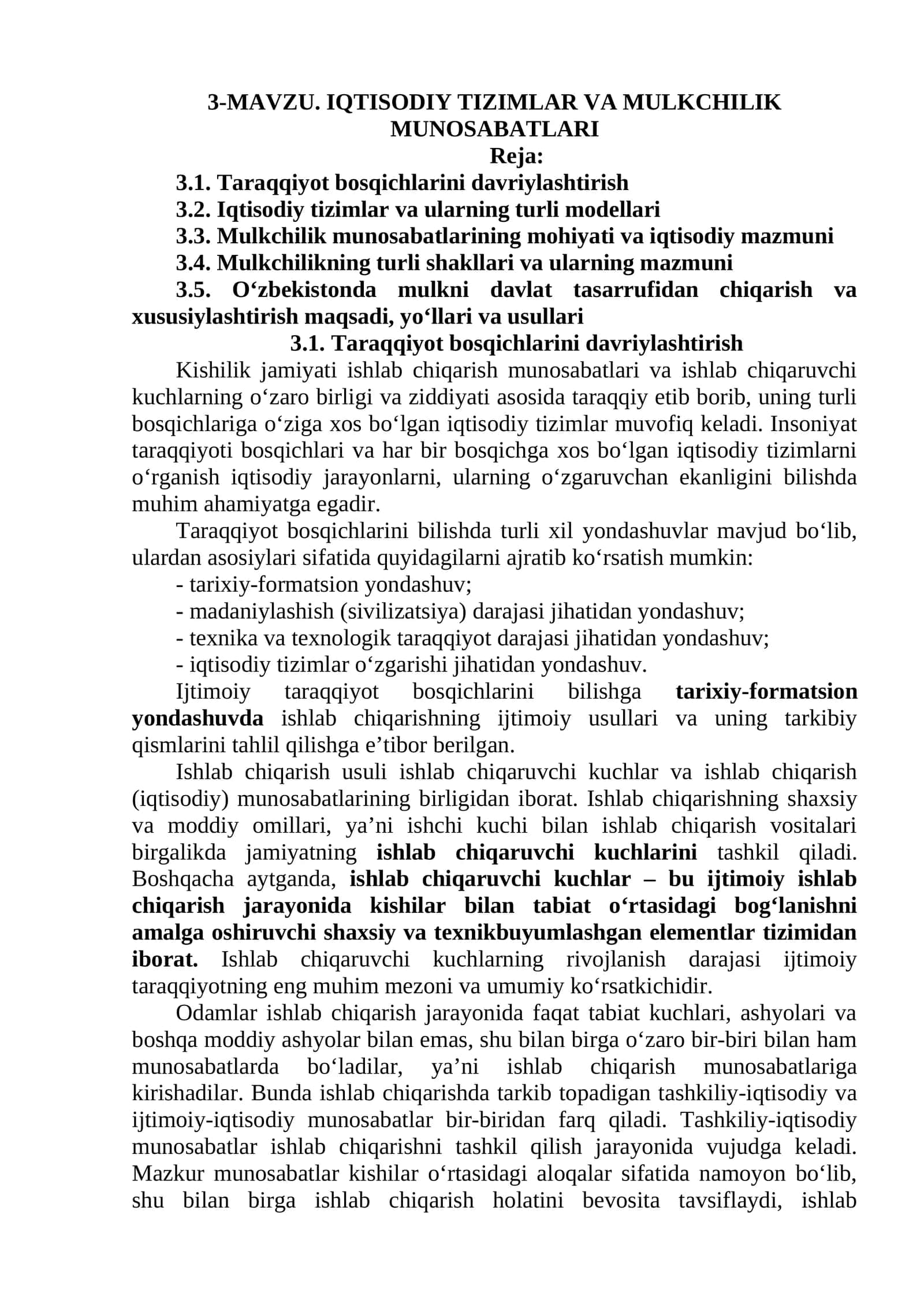 IQTISODIY TIZIMLAR VA MULKCHILIK MUNOSABATLARI 1