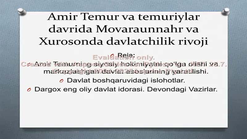Amir Temur va temuriylar davrida Movaraunnahr va Xurosonda davlatchilik rivoji 1