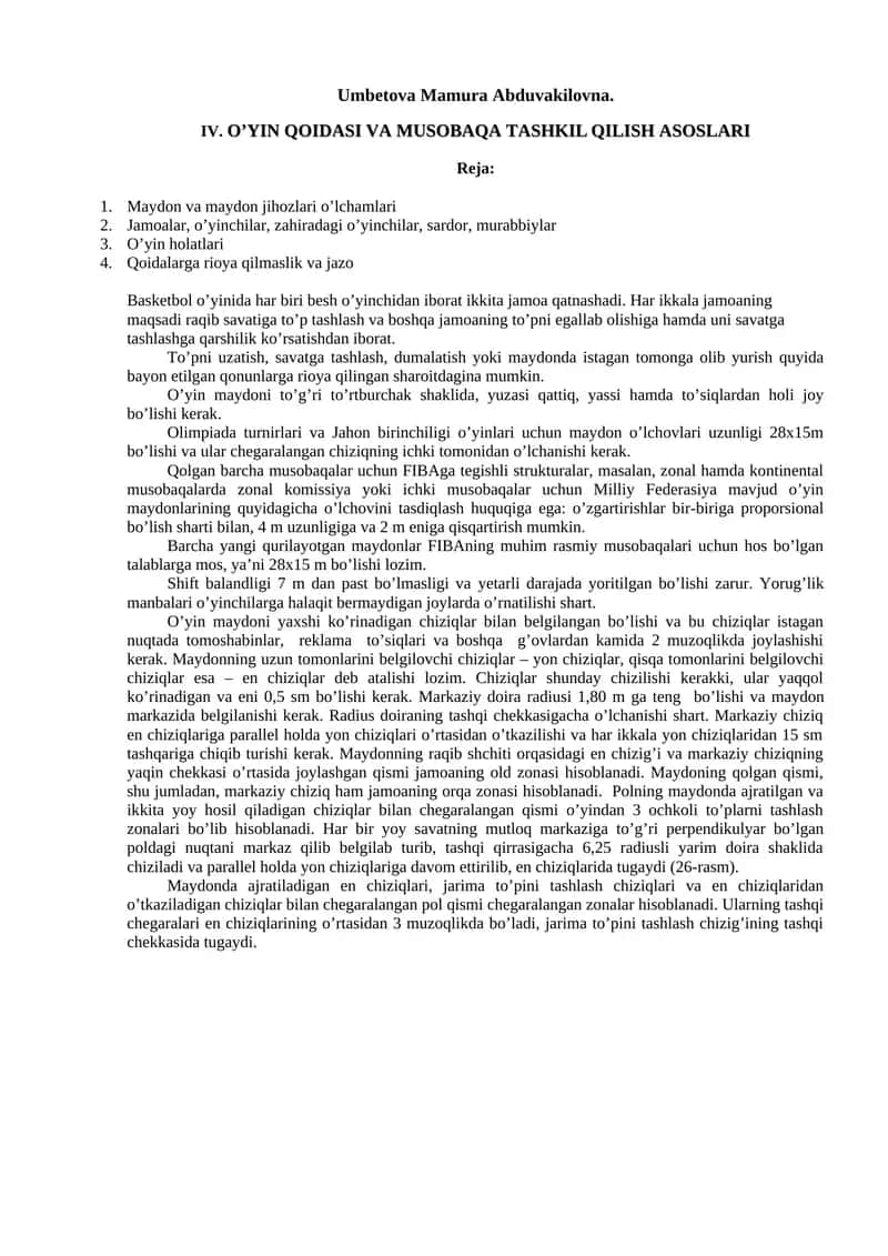 O’YIN QОIDАSI VА MUSОBАQА TАSHKIL QILISH АSОSLАRI 1