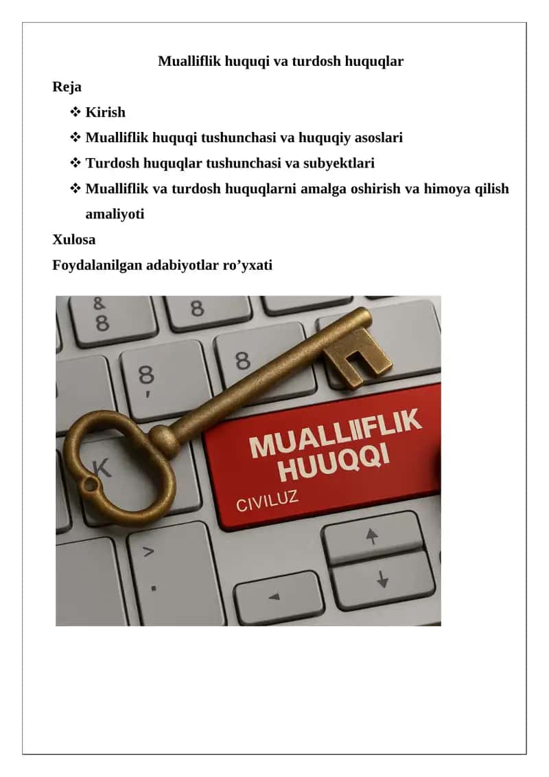Mualliflik huquqi va turdosh huquqlar 1