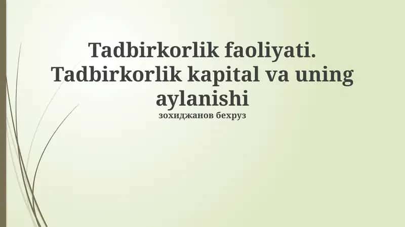Tadbirkorlik faoliyati 1