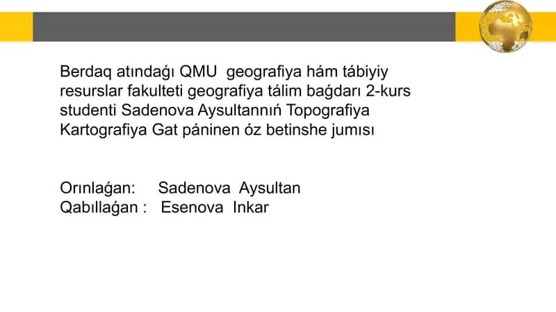 Kartografiya Kartografiya proekciyalardıanıqlaw 1