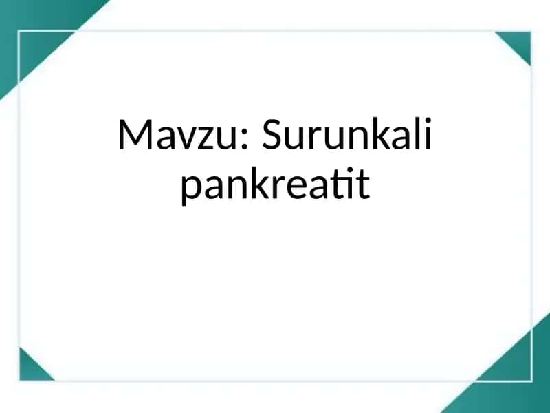 Surunkali pankreatit 1