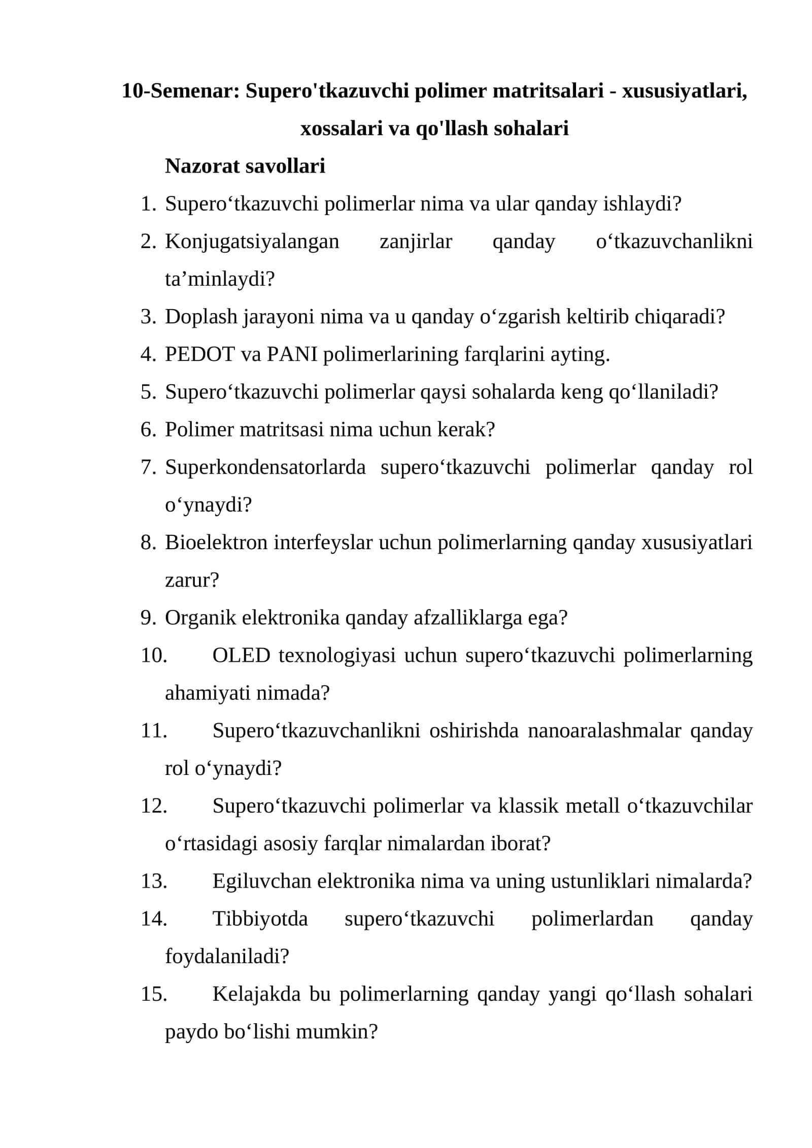 Supero'tkazuvchi polimer matritsalari - xususiyatlari, xossalari va qo'llash sohalari 1