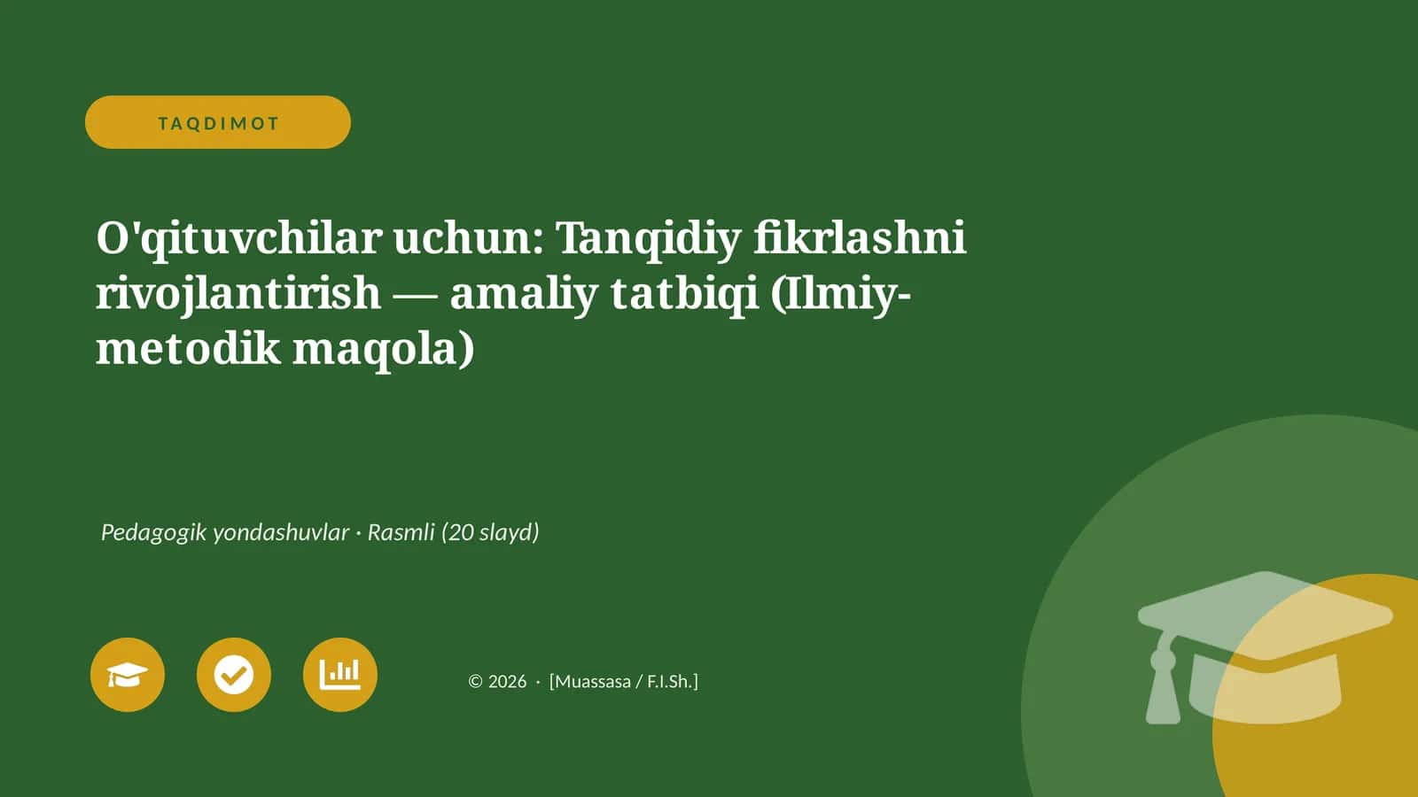 Tanqidiy fikrlashni rivojlantirish — amaliy tatbiqi (Ilmiy-metodik maqola) 1