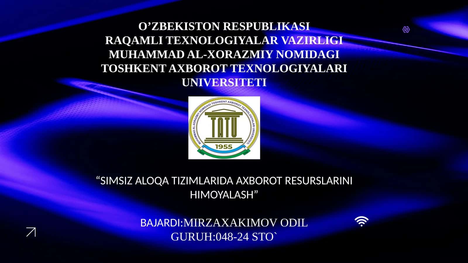 SIMSIZ ALOQA TIZIMLARIDA AXBOROT RESURSLARINI HIMOYALASH 1