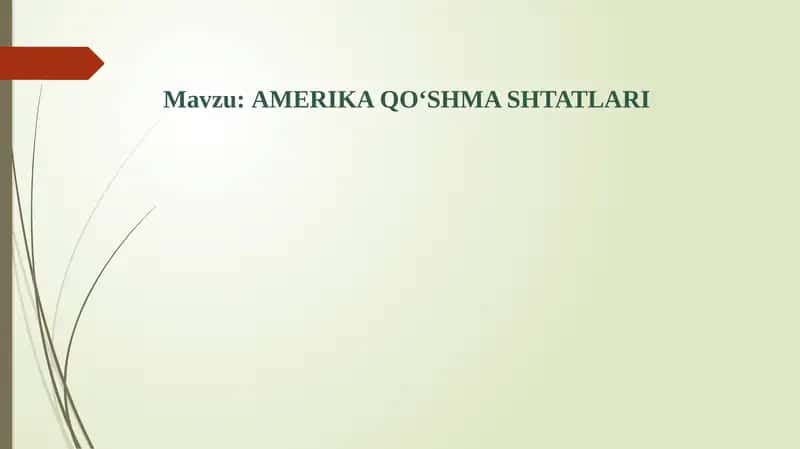 Amerika qo'shma shtatlari AQSH dars ishlanma 1