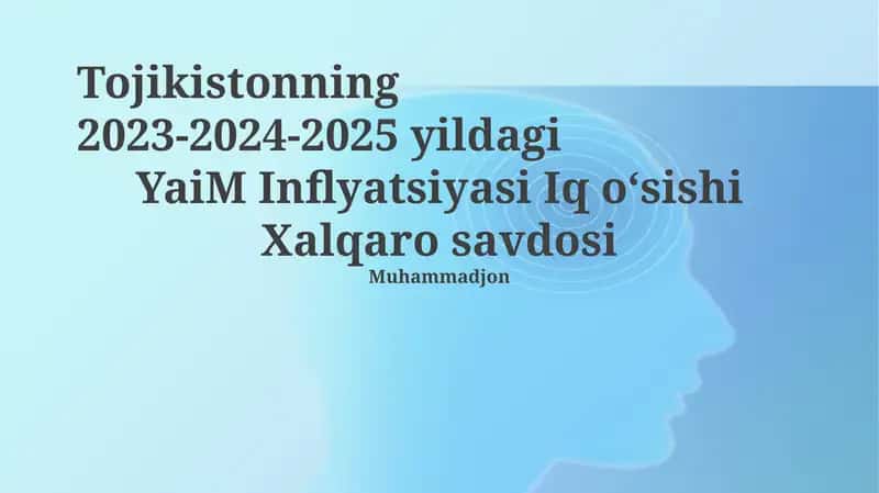 Tojikistonning 2023-2024-2025 YaiM Inflyatsiyasi Iq oʻsishi Xalqaro savdosi 1