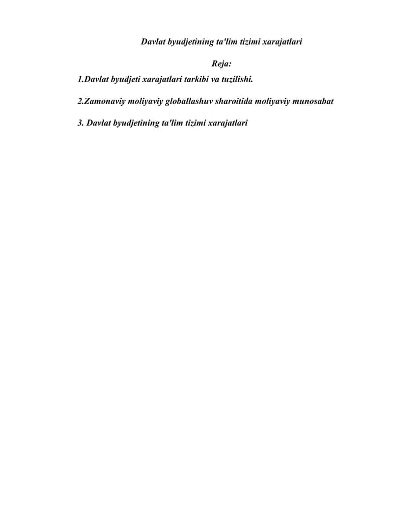 Davlat byudjetining ta'lim tizimi xarajatlari 1