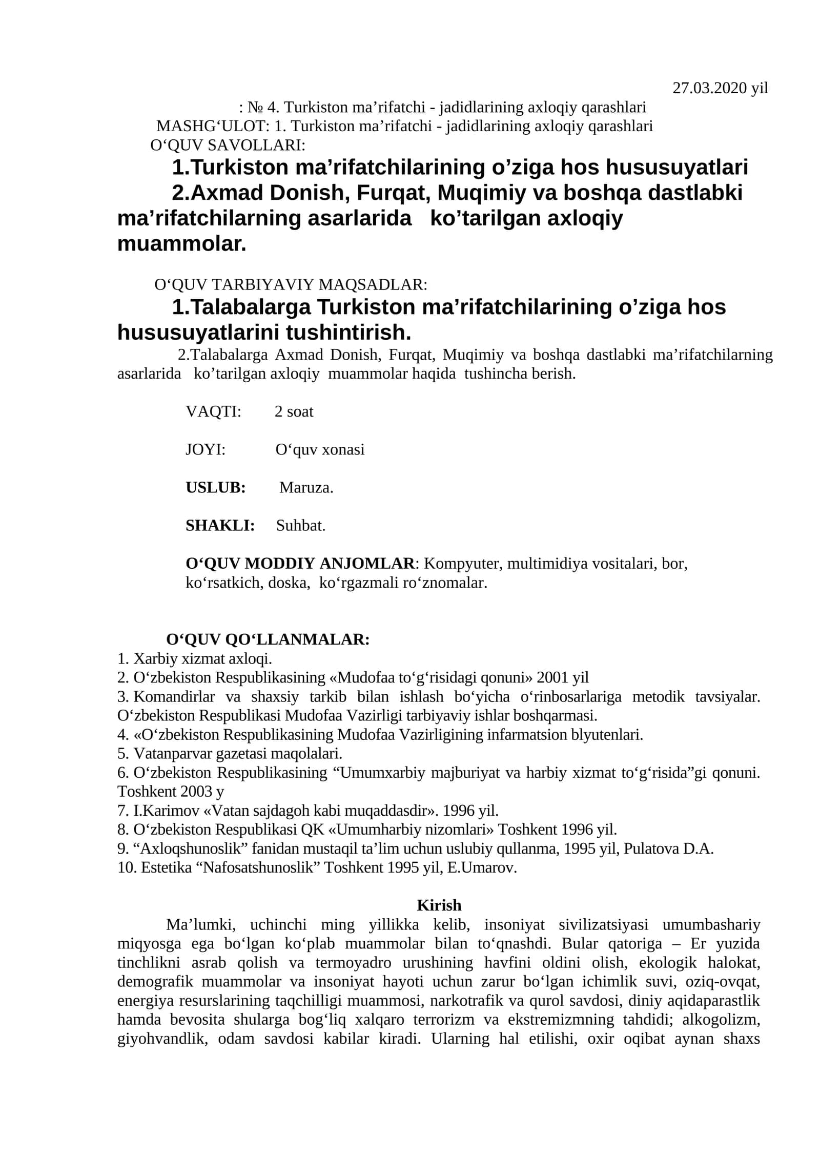 Turkiston ma’rifatchi - jadidlarining axloqiy qarashlari 1