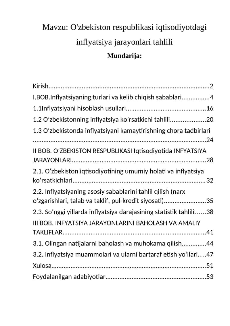 O'zbekiston respublikasi iqtisodiyotdagi inflyatsiya jarayonlari tahlili 1