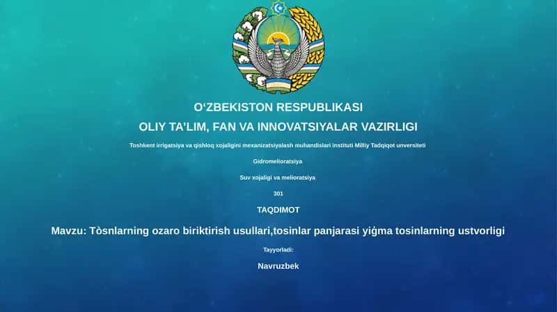 Tòsnlarning ozaro biriktirish usullari,tosinlar panjarasi yiģma tosinlarning ustvorligi 1