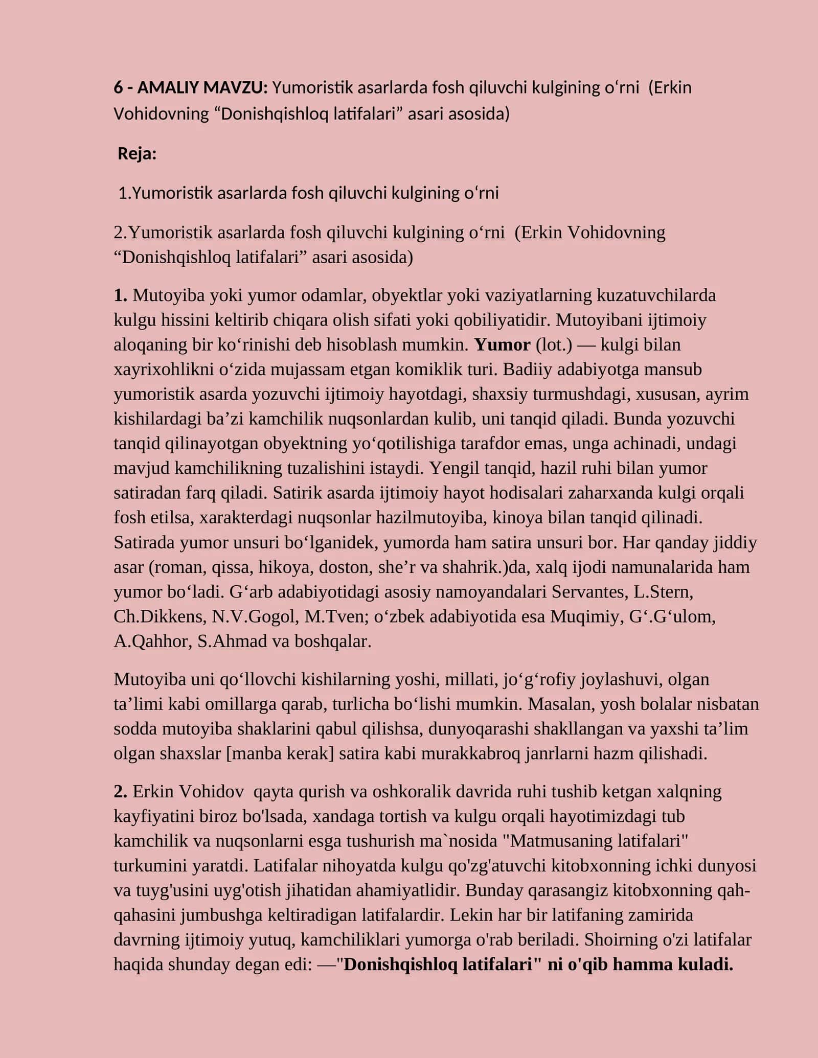 Yumоristik аsаrlаrdа fоsh qiluvchi kulgining o‘rni 1
