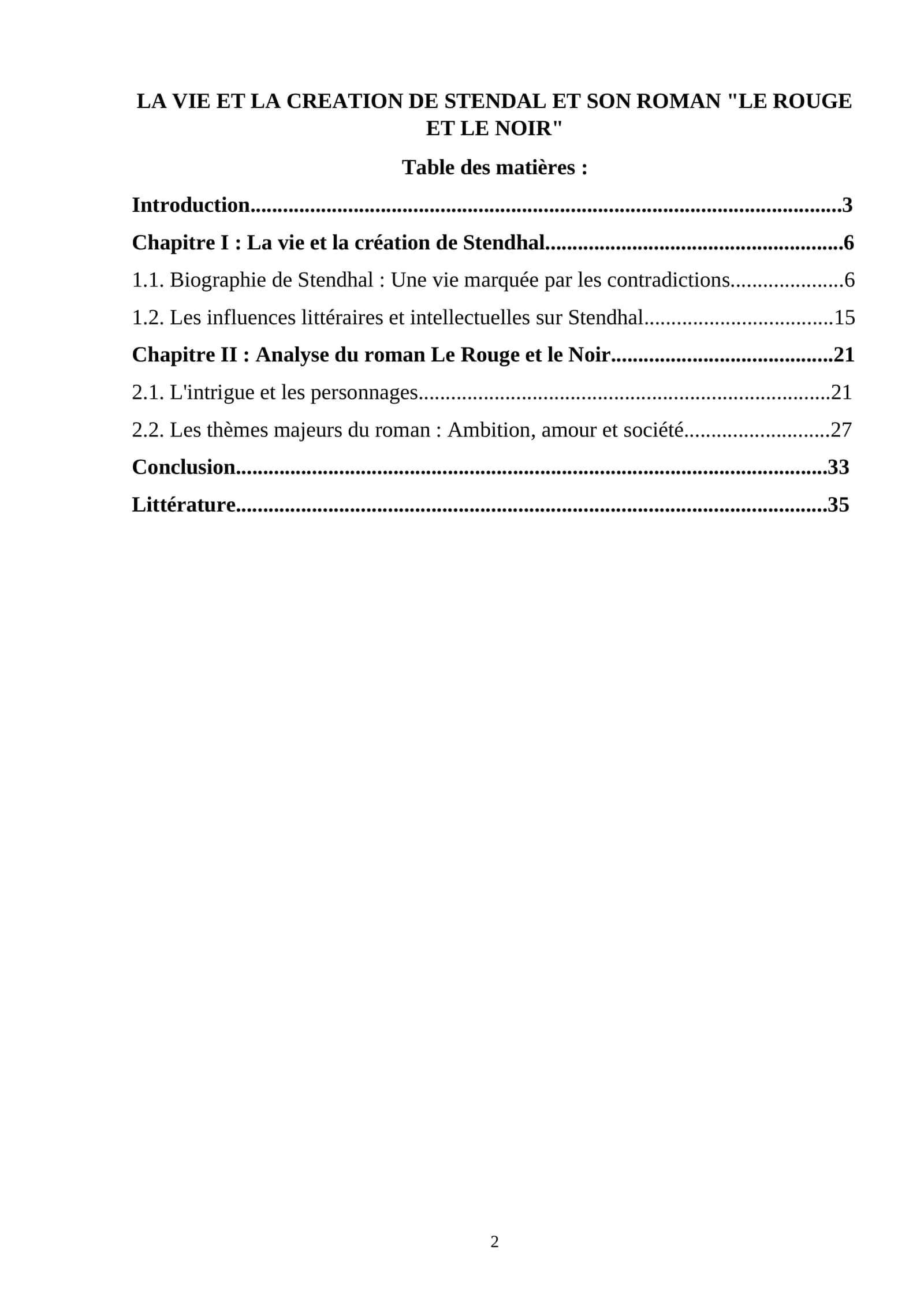 LA VIE ET LA CREATION DE STENDAL ET SON ROMAN "LE ROUGE ET LE NOIR" 1