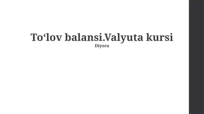 To'lov Balansi 1
