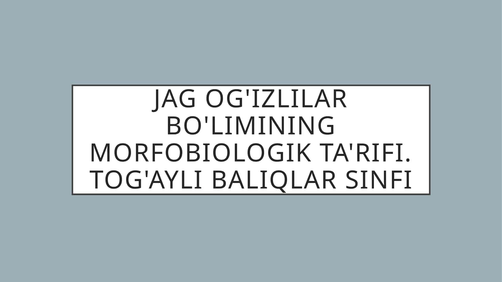 Jag og'izlilar bo'limining morfobiologik ta'rifi. Tog'ayli baliqlar sinfi 1