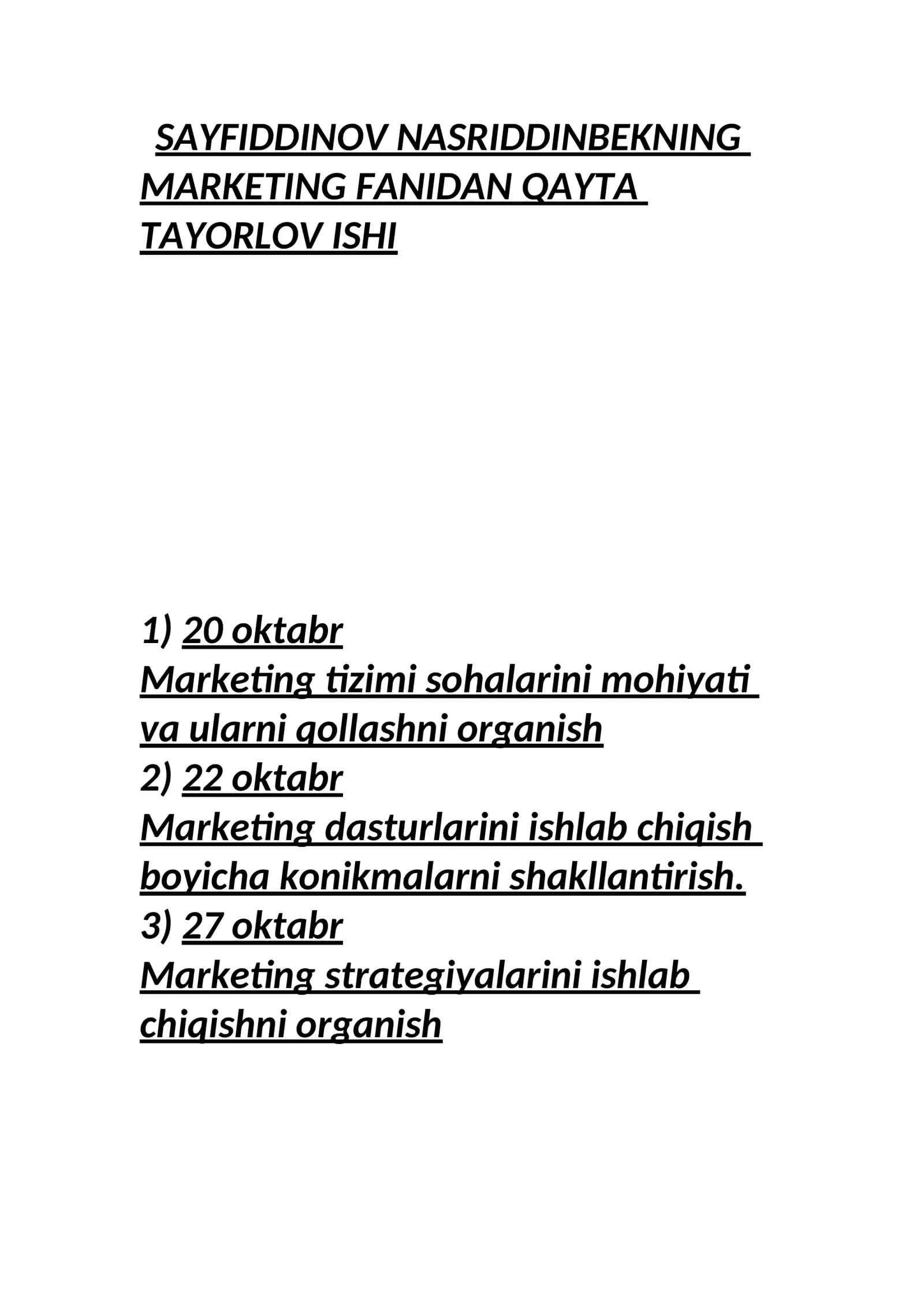 SAYFIDDINOV NASRIDDINBEKNING MARKETING FANIDAN QAYTA TAYORLOV ISHI 1
