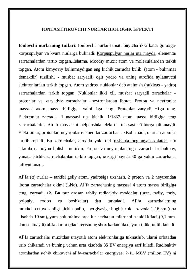 IONLASHTIRUVCHI NURLAR BIOLOGIK EFFEKTI 1