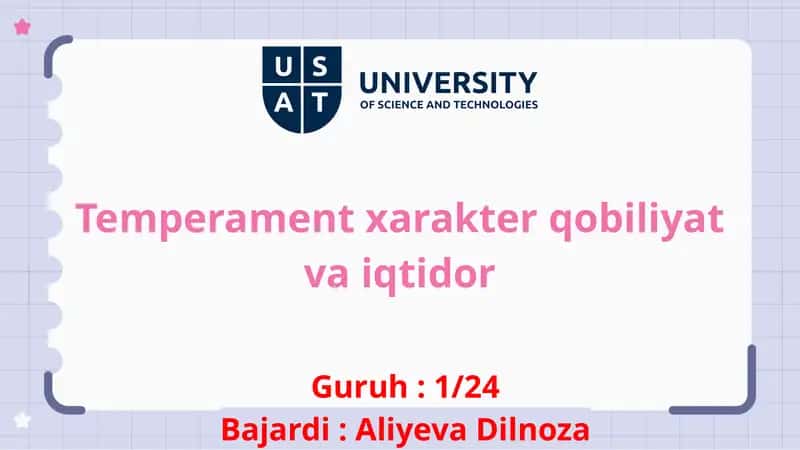 Temperament, xarakter va qobiliyat 1