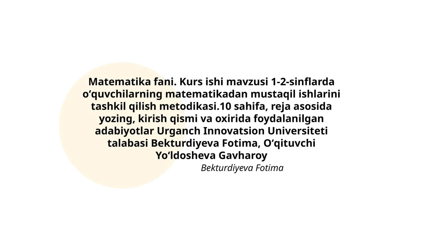 Matematika fani. Kurs ishi 1