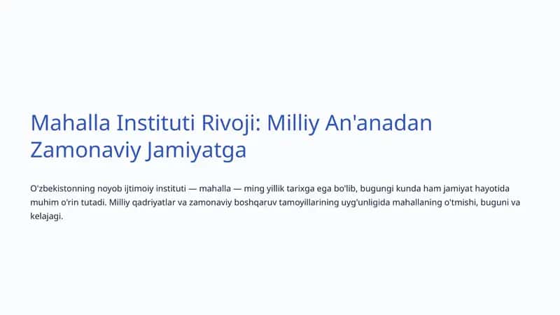 Mahalla Instituti Rivoji 1