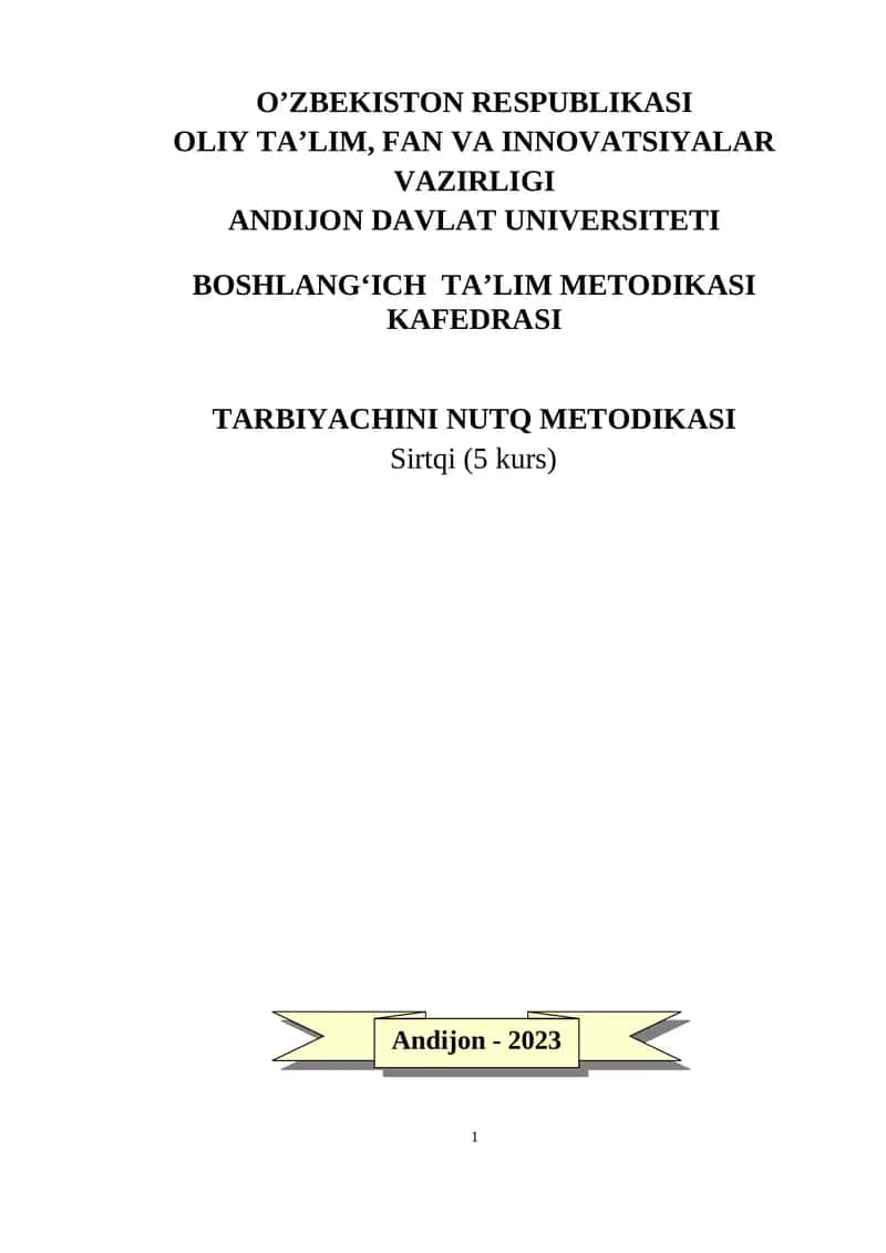 Tarbiyachini Nutq Metodikasi 1