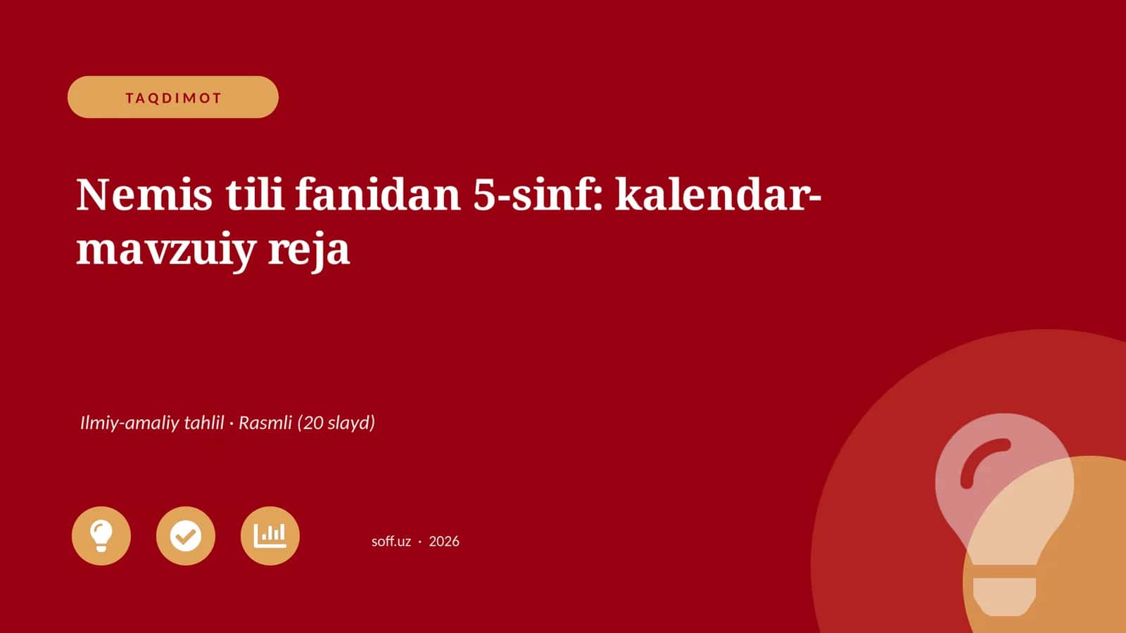 Nemis tili fanidan 5-sinf: kalendar-mavzuiy reja 1