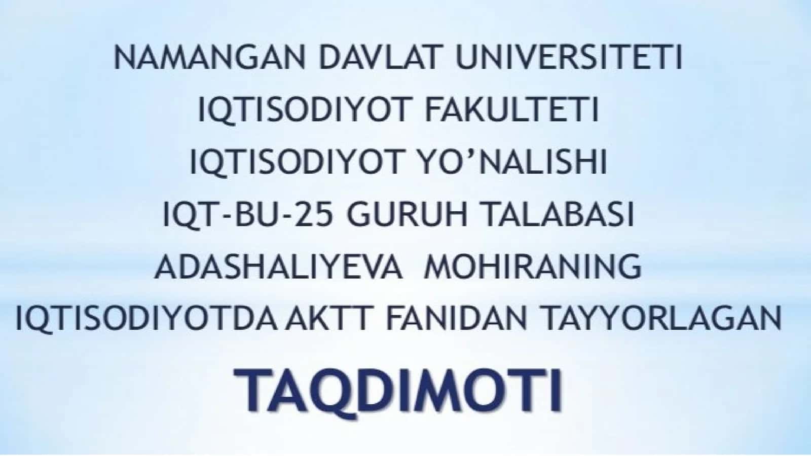 Maʼlumotlar bazalari va katta hajmdagi maʼlumotlar bilan ishlash 1