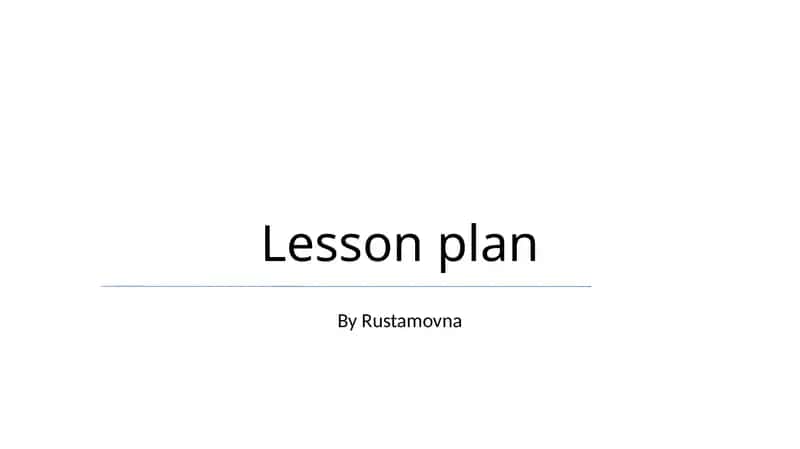 Lesson plan 1