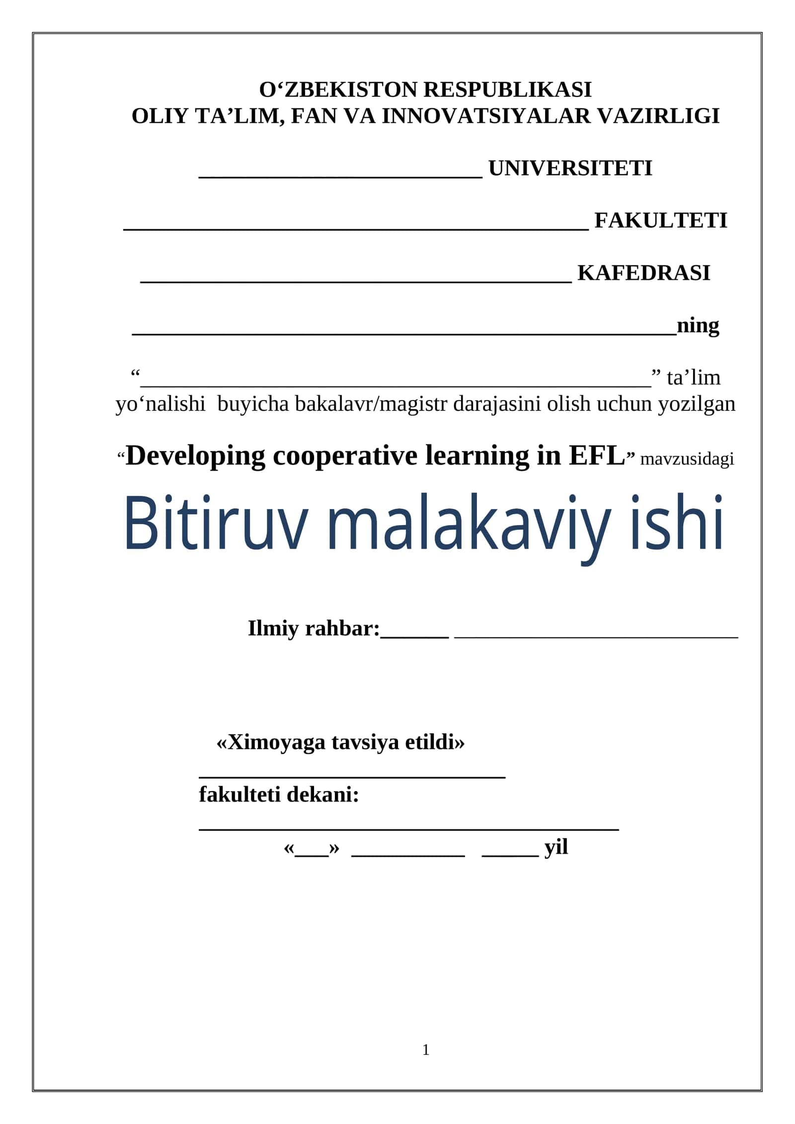 Developing cooperative learning in EFL 1