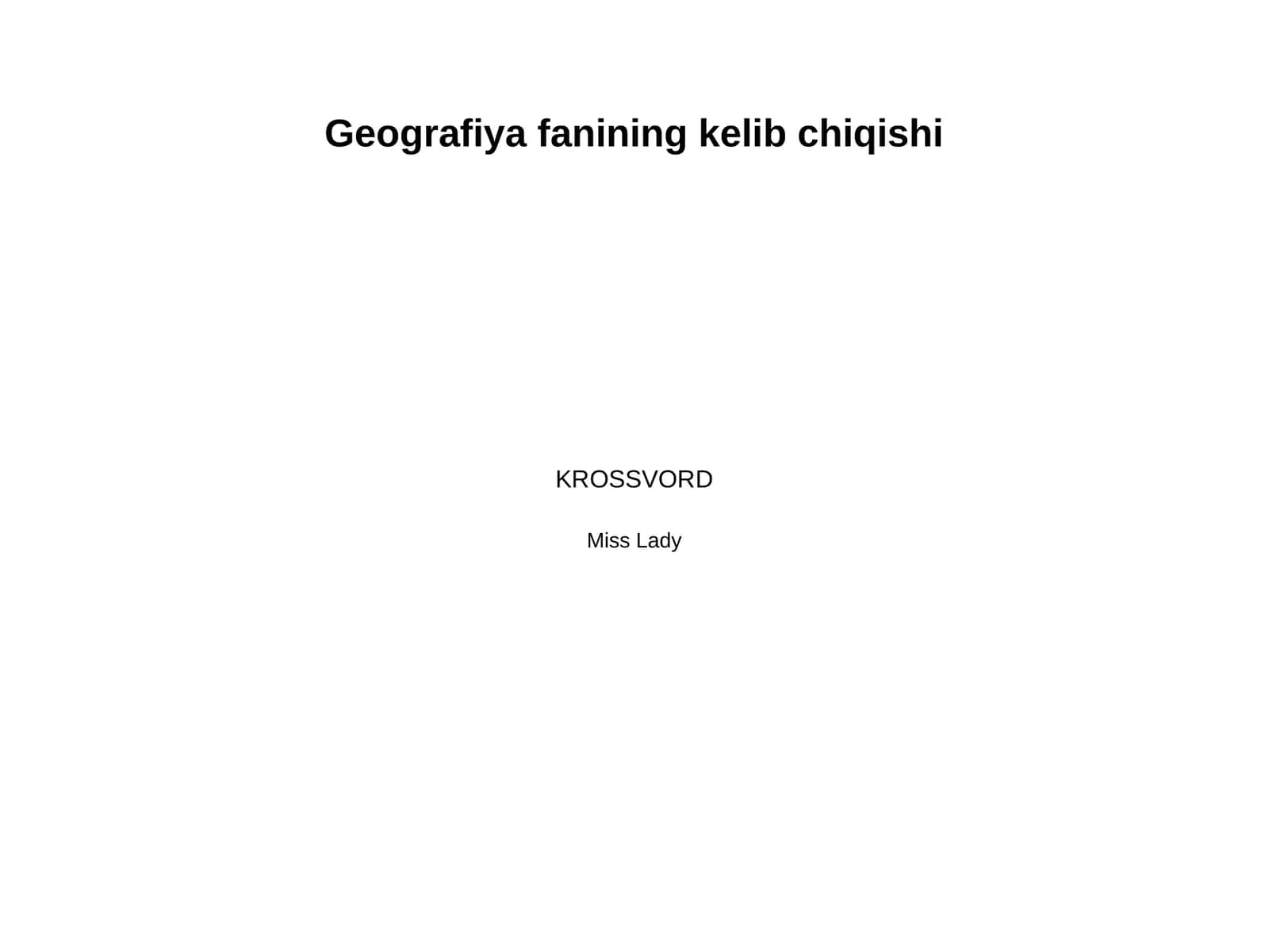 Geografiya fanining kelib chiqish tarishi 1