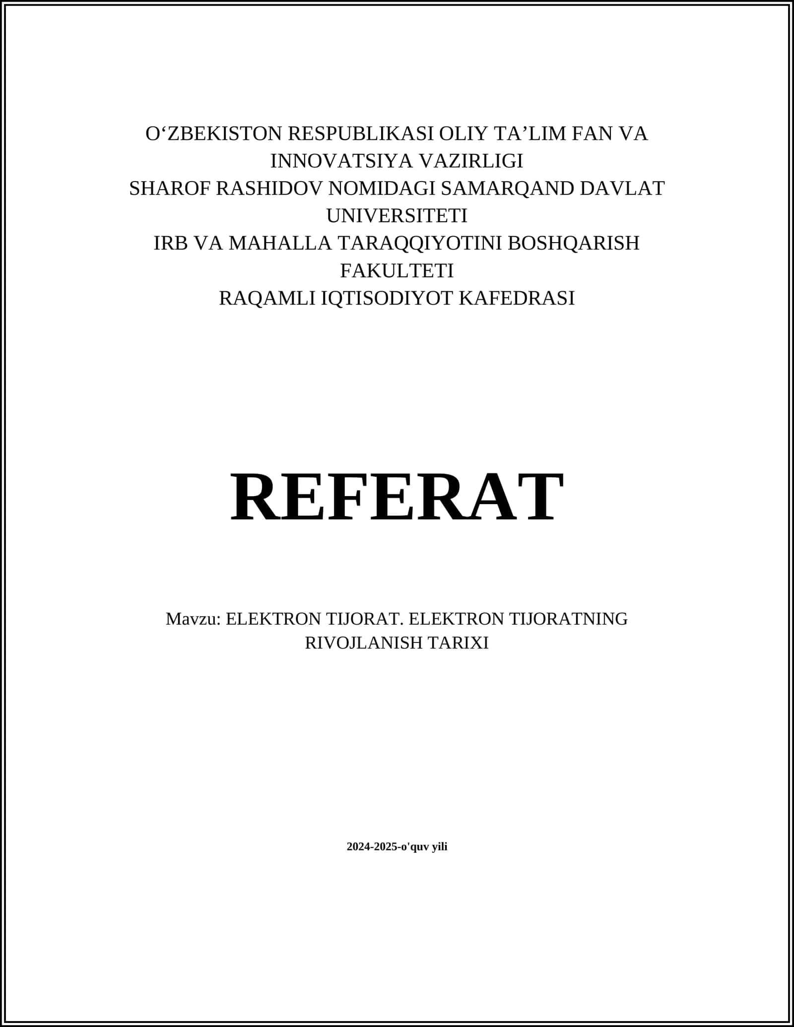 ELEKTRON TIJORAT. ELEKTRON TIJORATNING RIVOJLANISH TARIXI 1