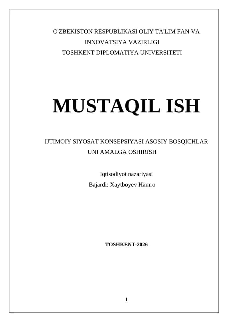 Ijtimoiy siyosat konsepsiyasi 1