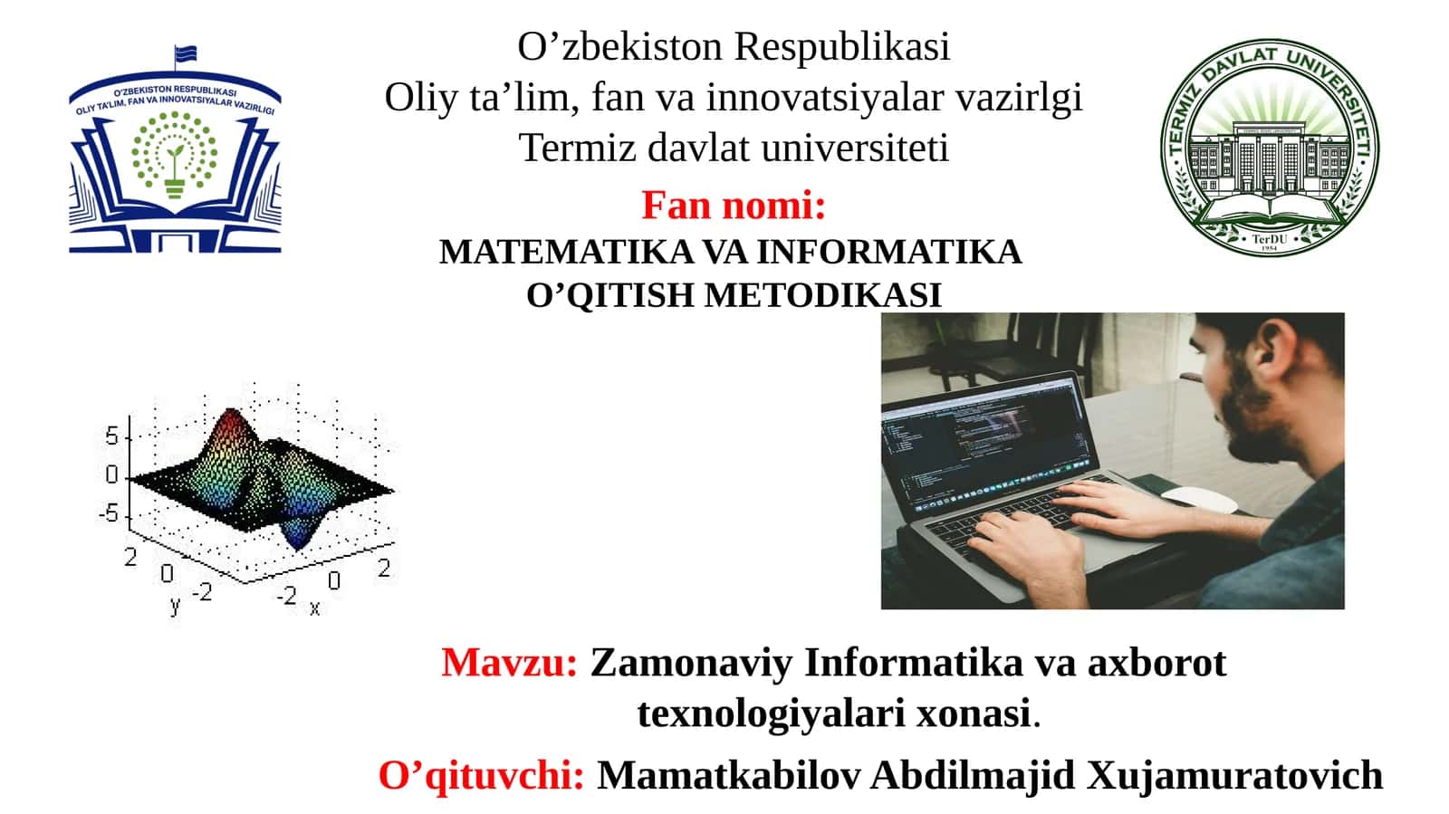 Zamonaviy Informatikava axborot texnologiyalari xonasi 1
