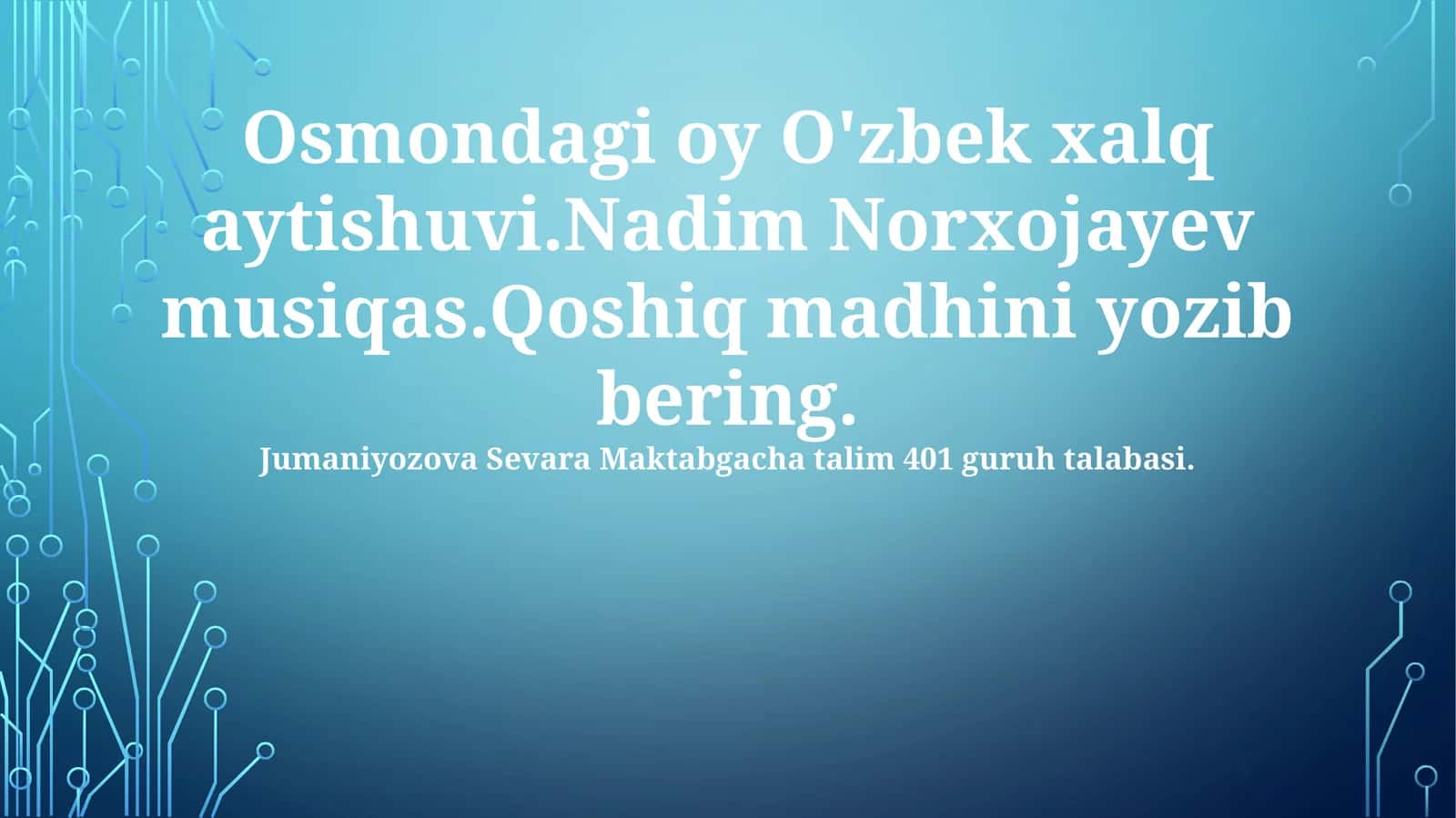 Osmondagi oy O'zbek xalq aytishuvi 1