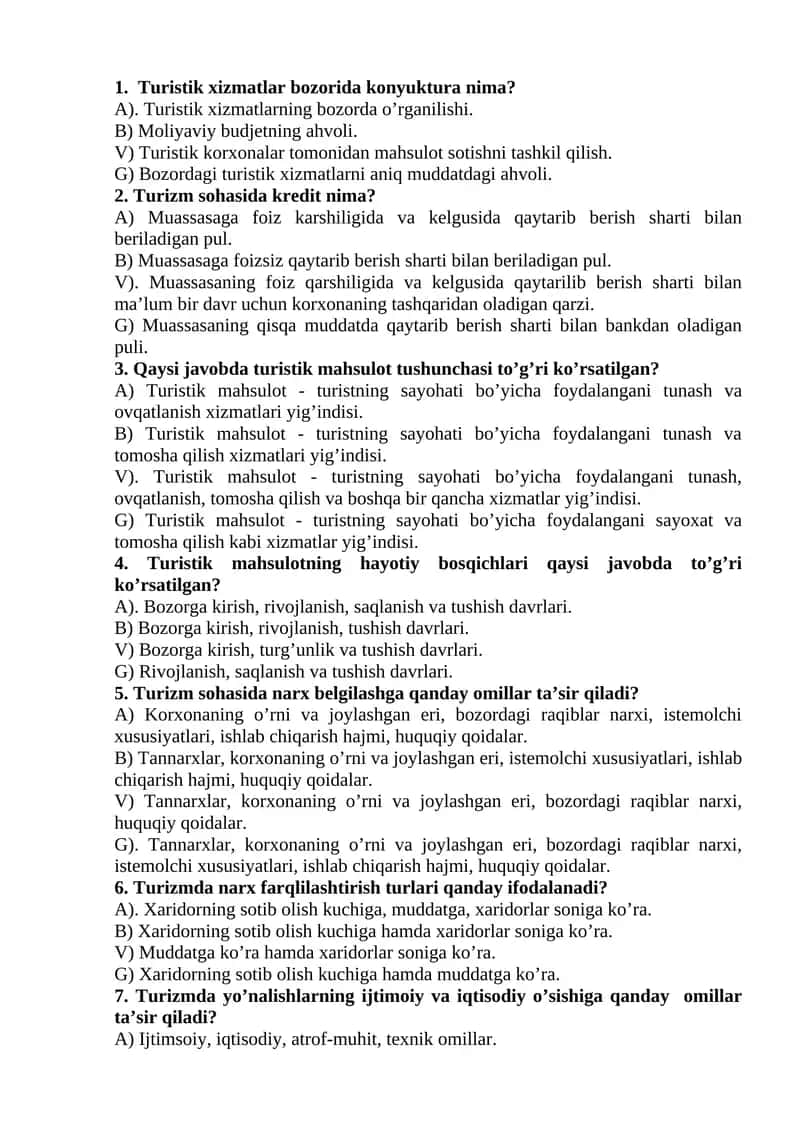 Turistik xizmatlar bozorida konyuktura 1