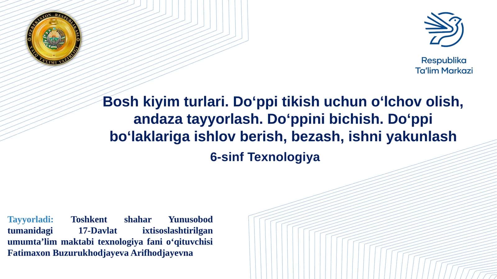 6-sinf Texnologiya Boshkiyimturlari 1