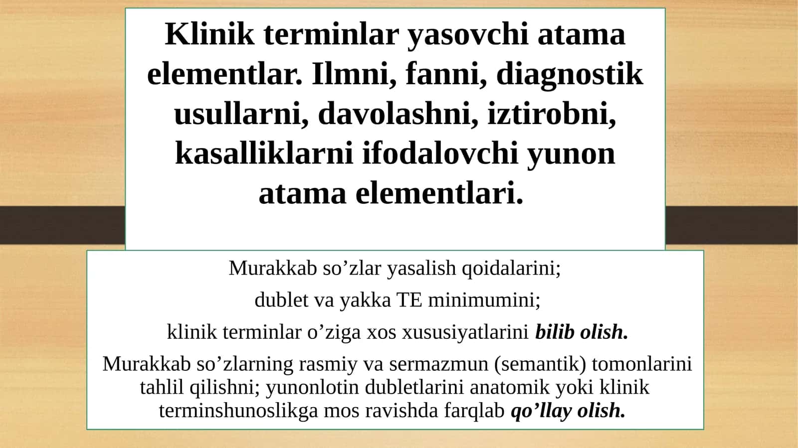 Klinik terminlari asosiy atama elementlari 1