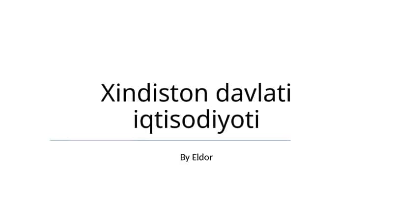 Hindiston davlati iqtisodiyoti 1